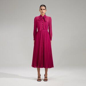 NWT Self-Portrait Pink Midi Chiffon Dress Size US 6